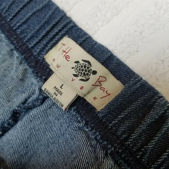 Turtle Bay Womens Straight Leg Pants Large High Rise Elastic Waist Denim Blue - Picture 3 of 7